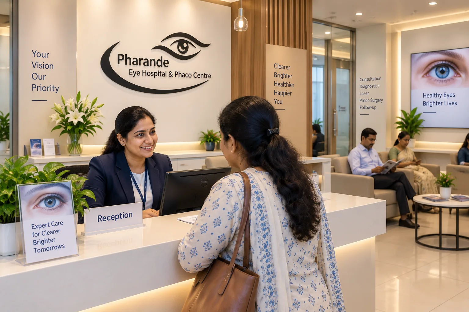Reception area at Pharande Eye Hospital & Phaco Centre